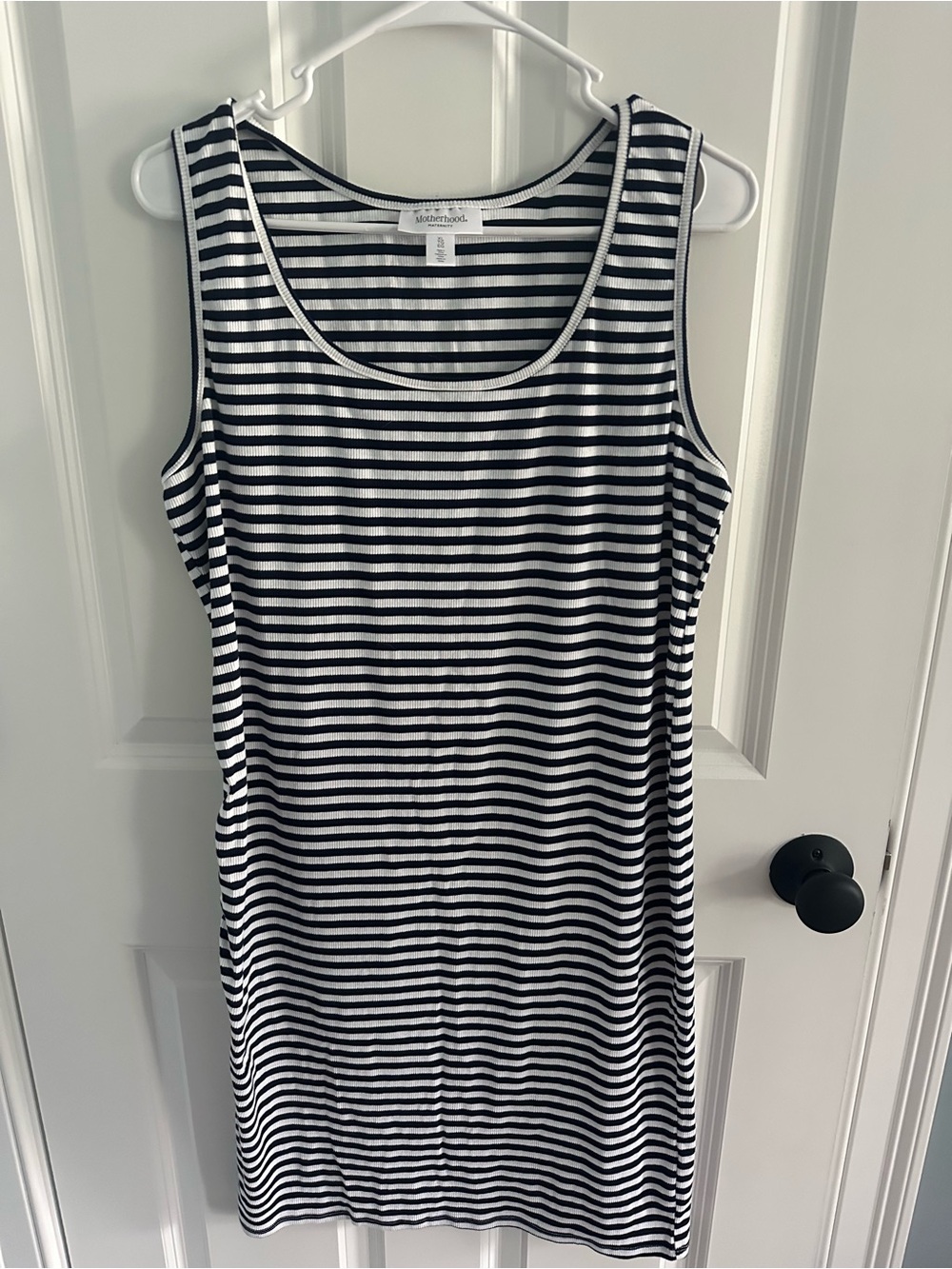 Motherhood Black & White Striped Midi Tank Dress